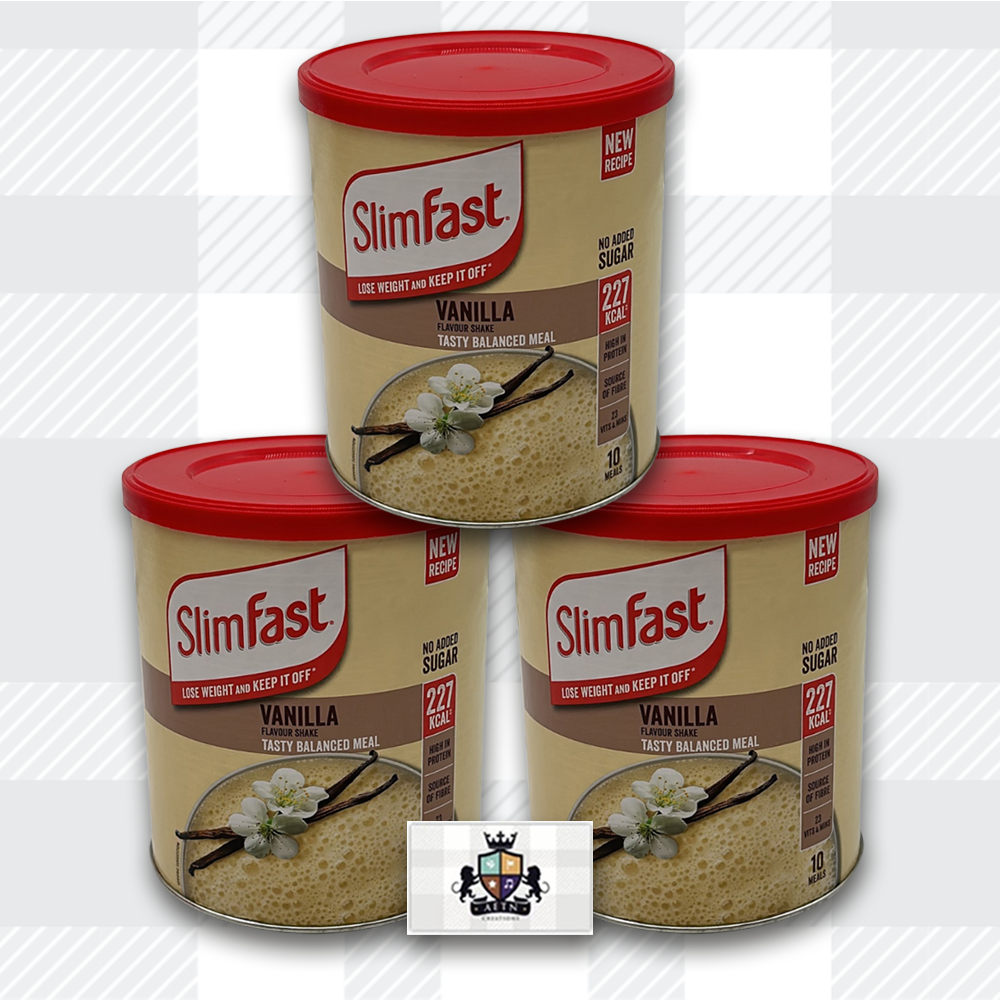 AETN Creations SlimFast Diet Meal Shake Bundle - High Protein Shake Pack of 3 in 10 Servings Vanilla Flavour plus AETN Creations Fridge Magnet, Tape Measure and Meal Planner