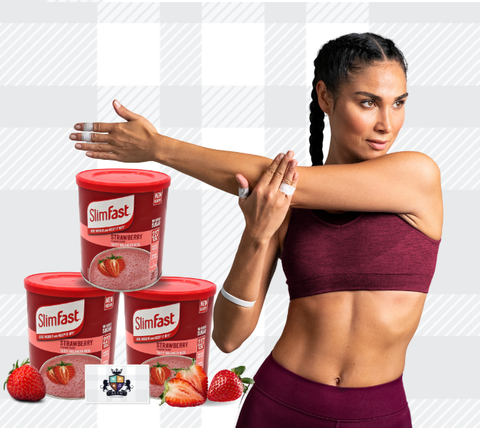 AETN Creations SlimFast Diet Meal Shake Bundle - High Protein Shake Pack of 3 in 10 Servings Strawberry Flavour plus AETN Creations Fridge Magnet, Tape Measure and Meal Planner
