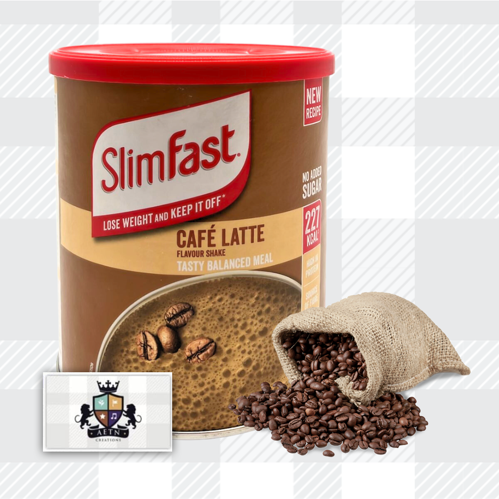 AETN Creations SlimFast Diet Meal Shake Bundle - High Protein Shake Pack of 3 in 10 Servings Cafe Latte Flavour plus AETN Creations Fridge Magnet, Tape Measure and Meal Planner