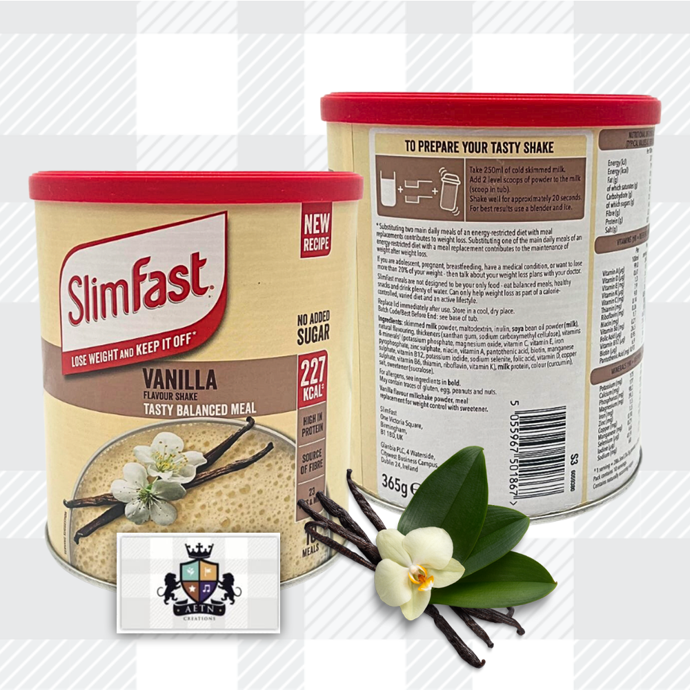 AETN Creations SlimFast Diet Meal Shake Bundle - High Protein Shake Pack of 3 in 10 Servings Vanilla Flavour plus AETN Creations Fridge Magnet, Tape Measure and Meal Planner