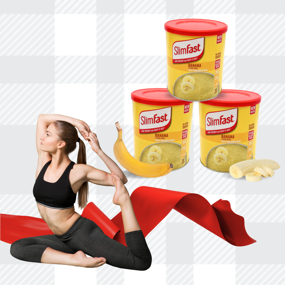 AETN Creations SlimFast Diet Meal Shake Bundle - High Protein Shake Pack of 3 in 10 Servings Banana Flavour plus AETN Creations Fridge Magnet, Tape Measure and Meal Planner
