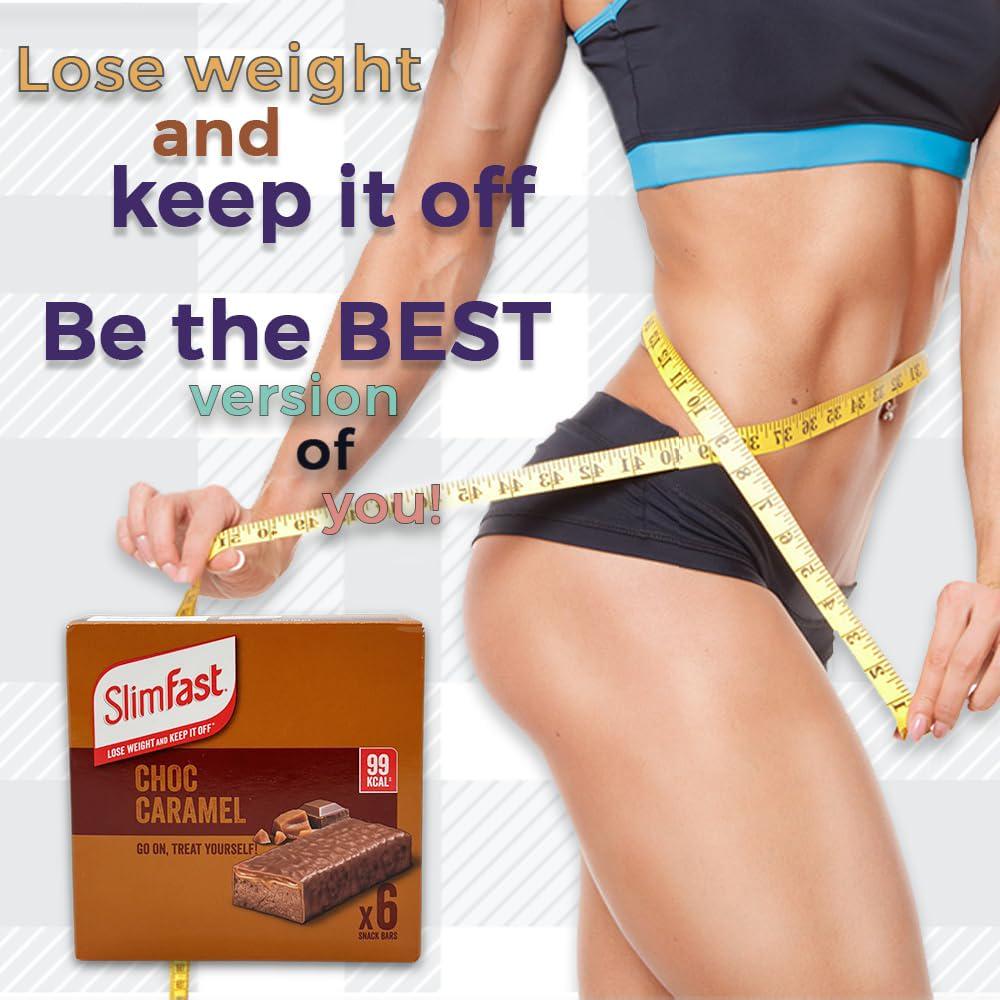 AETN Creations Slim Fast Choc Caramel Snack Bar 2 Boxes (12x25g) 99Kcal Sweet, Indulgent Treat On The Go With Fridge Magnet And Meal Planner