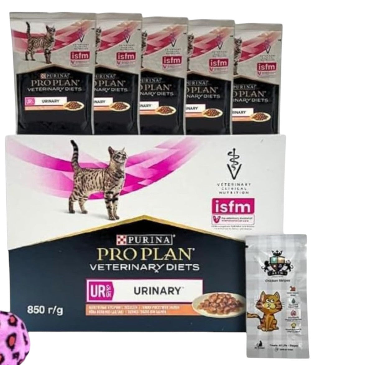 AETN Creations Pro Plan UR Urinary 60x85g (6x10boxes) Wet Cat Food Pouches in Chicken with Toy and AETN Treat