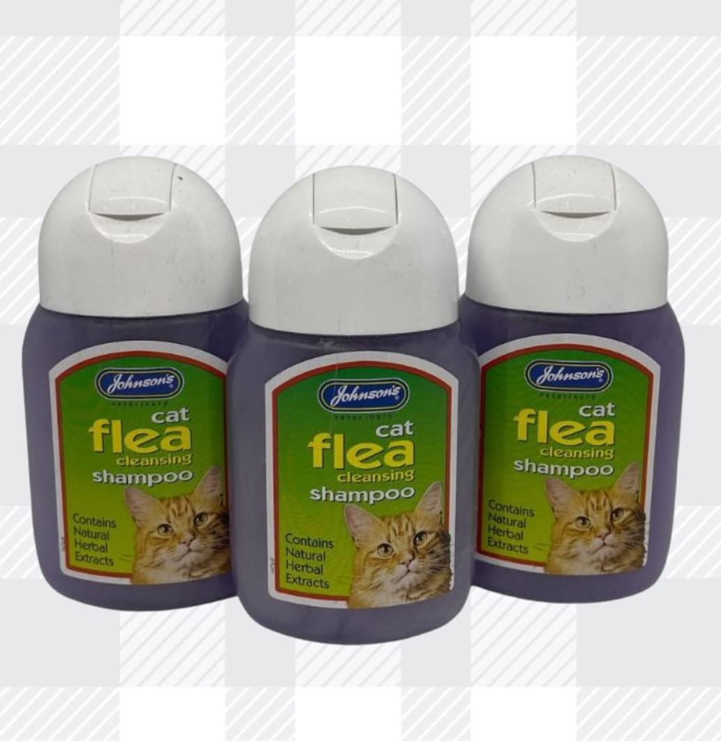 Cat Flea Shampoo Bundle of 3x125ml Johnson Flea Cleansing Shampoo for Cat's and AETN Creations Chicken Cat Treat