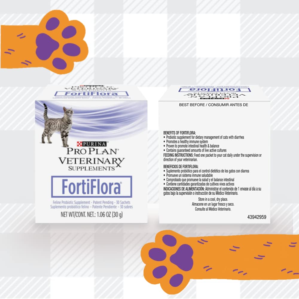 AETN Creations Purina FortiFlora Powder Supplement Bundle of Two Boxes x30 Sachets and AETN Creations Cat Treat, Probiotic Supplement for the Dietary Management of Cat with Diarrhoea