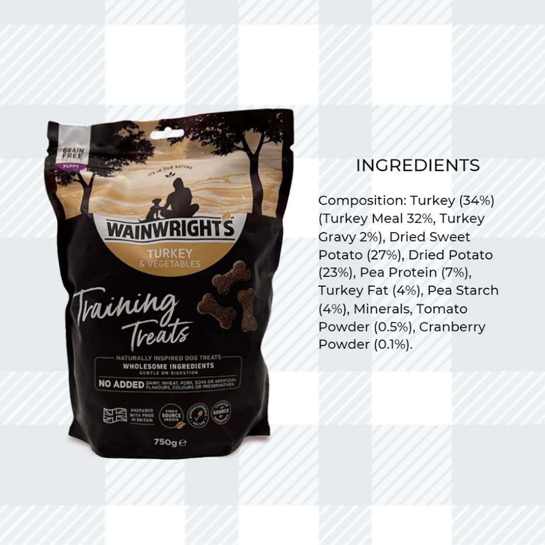 AETN Creations Grain Free Puppy Training Dog Treat Pack 2x750g Turkey and Vegetables Hypo-Allergenic Snack from Wainwrights with AETN Jerky Treat Nutritious, Delicious, Easily Digested