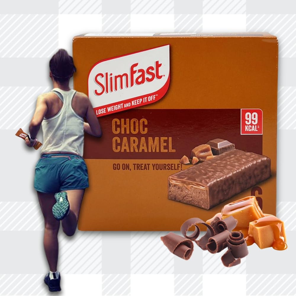 AETN Creations Slim Fast Chocolate Caramel Snack Bar 2 Boxes (12x25g) 99Kcal Sweet, Indulgent Treat On The Go with AETN Creations Fridge Magnet and Meal Planner