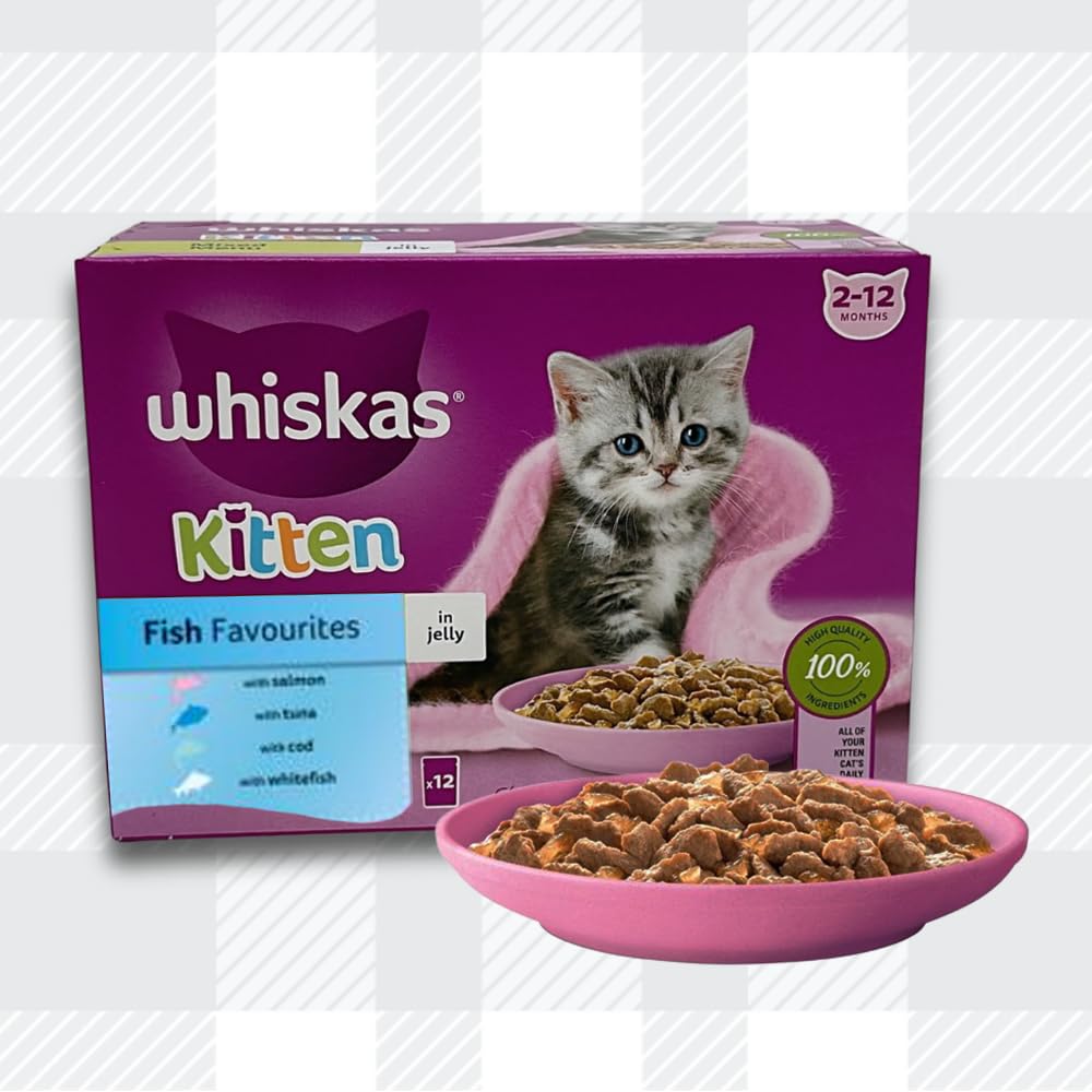 Two Packs Whiskas 2-12 Months Kitten Food Pouches Fish Selection in Jelly 12 x 85g