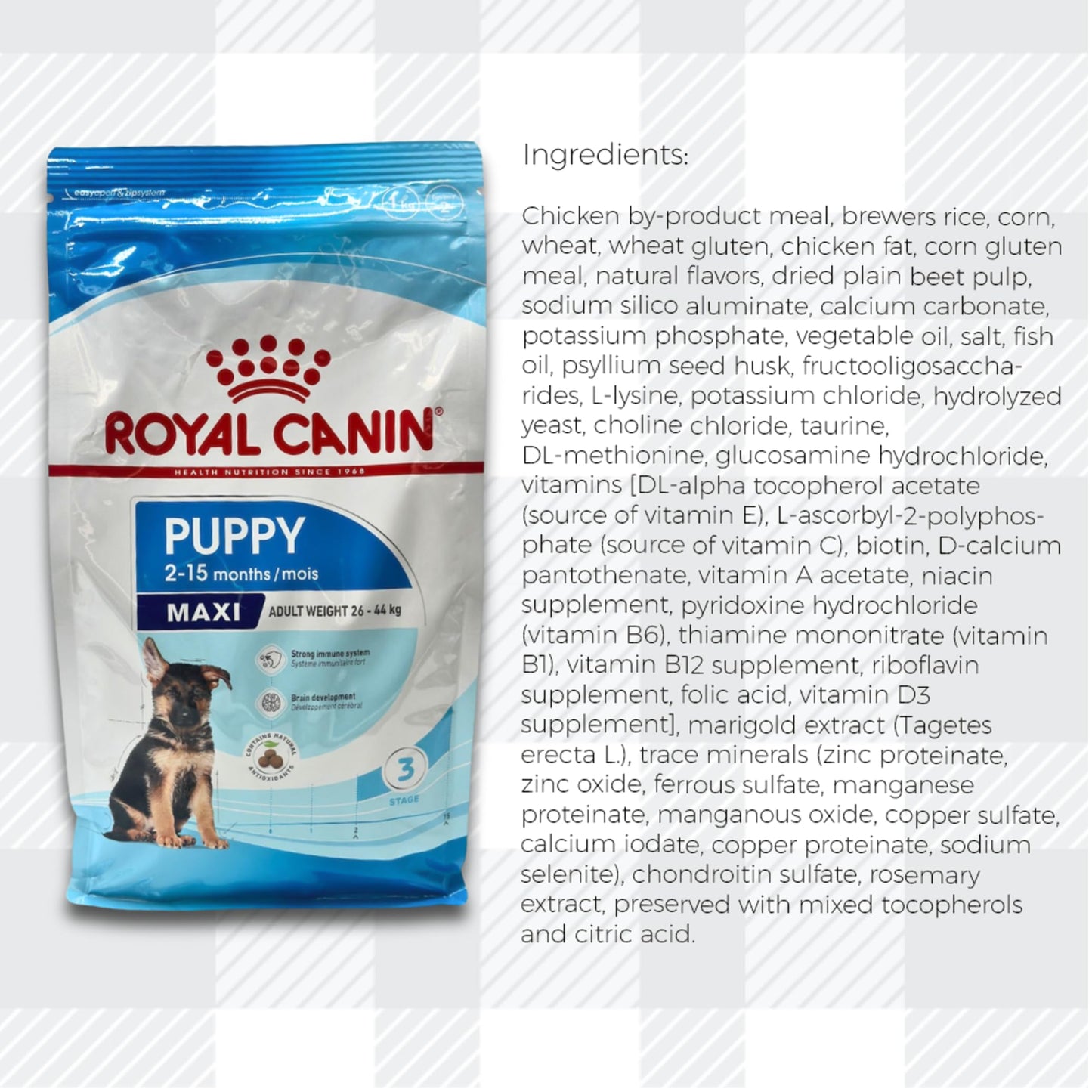 AETN Creations Maxi Puppy Pack Royal Canin 1kg Dry Food + AETN Jerky Dog Treat and Fun Plush Toy Complete Pack for Large Breed Puppies