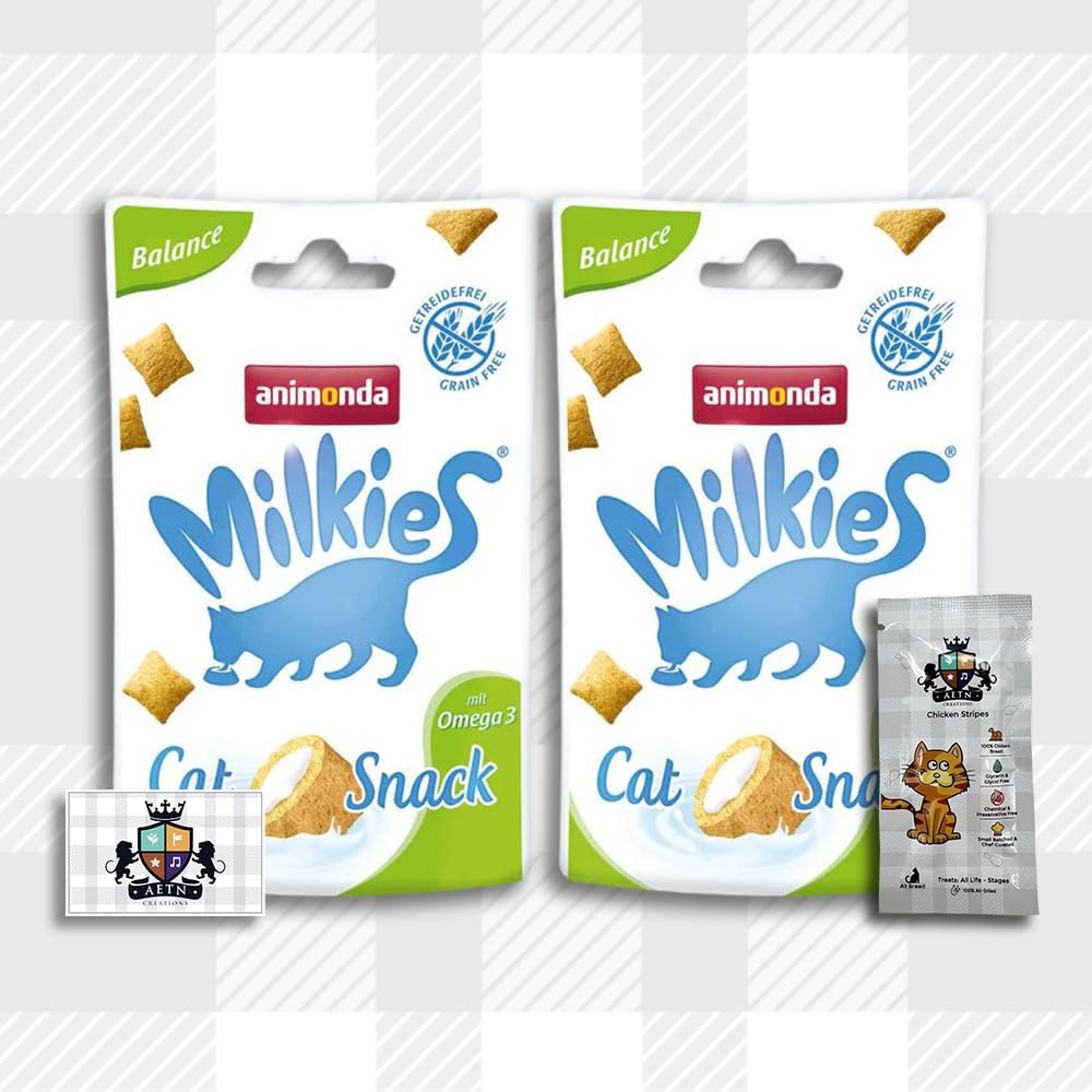 Milkies Balance Crunch Bag 2x30g Grain-free Adult Cat Snacks with Omega-3