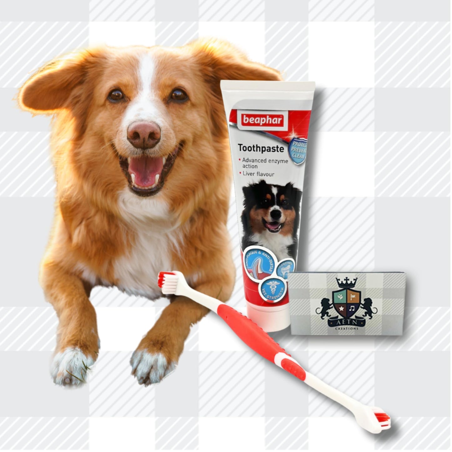 Dog Dental Care Pack, Toothpaste, Toothbrush, Plaque Away Mouthwash Jerky Treat, Oral Hygiene