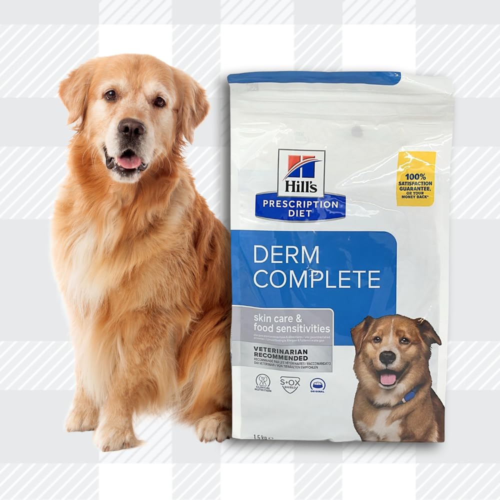 AETN Creations Diet Derm Complete Dry Dog Food 1.5kg for Canine Skin Conditions, Allergies, and Coat Care Management with AETN Chicken Jerky Treat