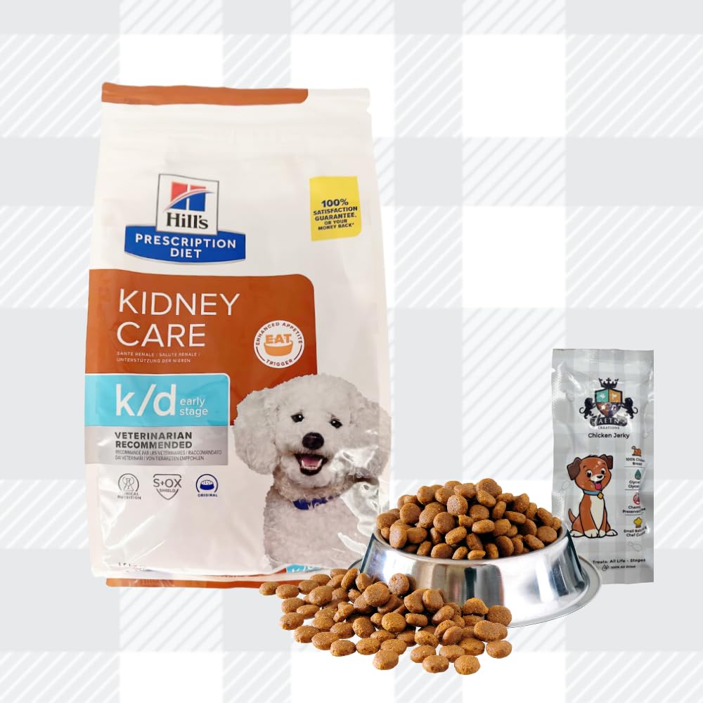 AETN Creations Prescription Diet K/D Early Stage Kidney Care 1.5kg Dry Dog Food plus AETN Jerky Treat, Early Support of Vital Kidney Function