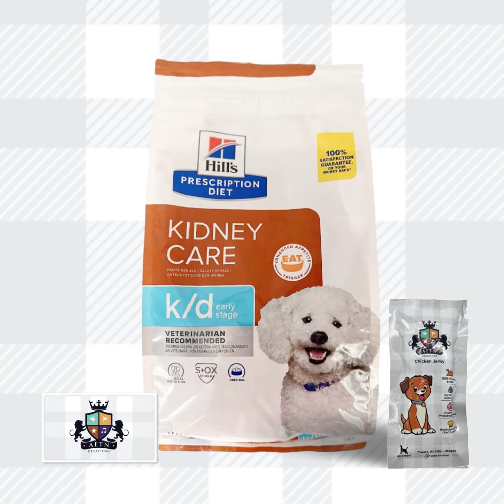 AETN Creations Prescription Diet K/D Early Stage Kidney Care 1.5kg Dry Dog Food plus AETN Jerky Treat, Early Support of Vital Kidney Function