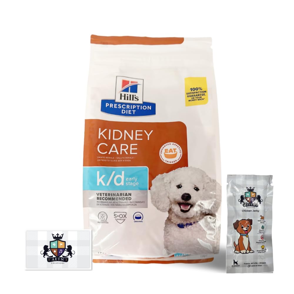 AETN Creations Prescription Diet K/D Early Stage Kidney Care 1.5kg Dry Dog Food plus AETN Jerky Treat, Early Support of Vital Kidney Function