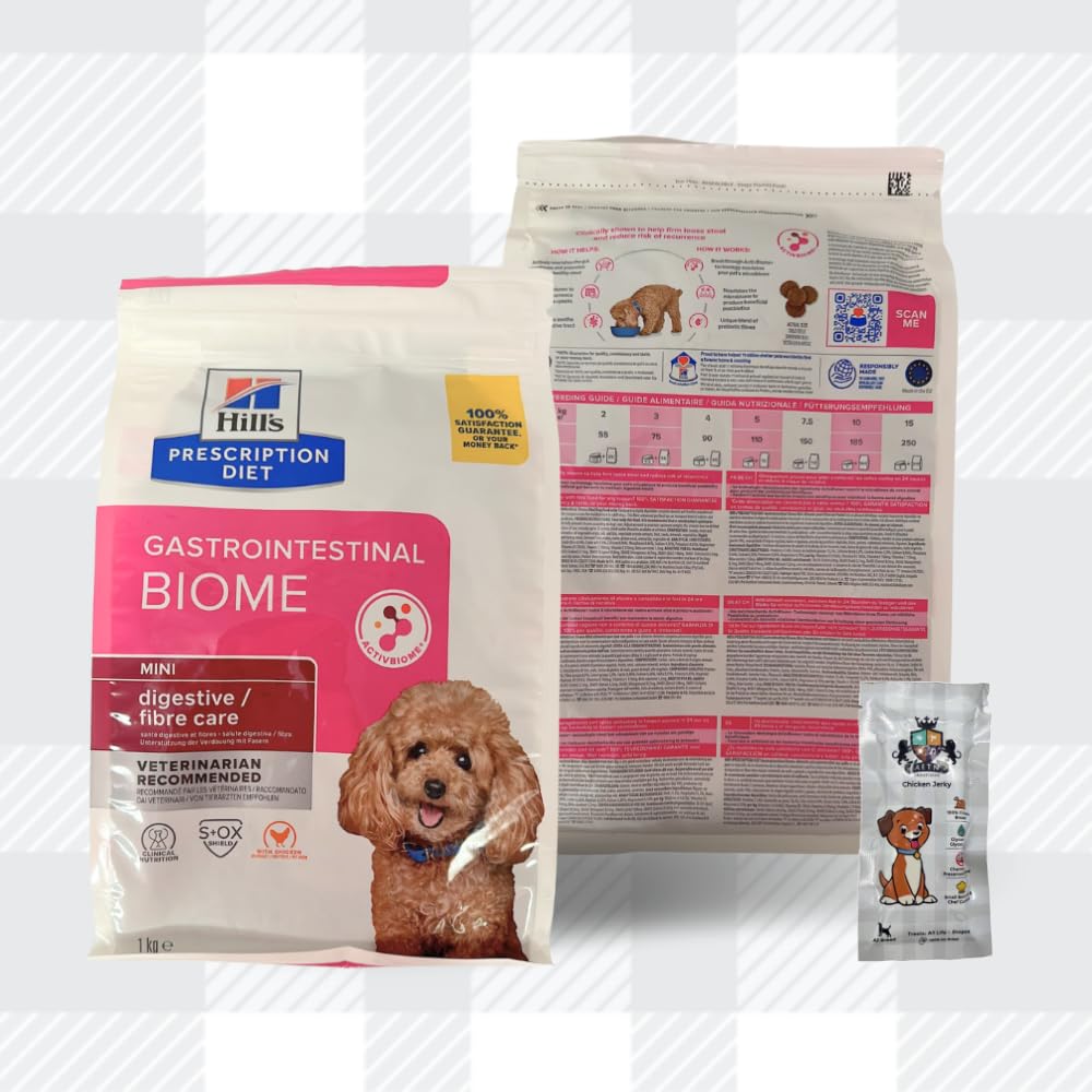 AETN Creations Gastrointestinal Biome Mini Dog Bundle 1kg Dry Food with AETN Chicken Jerky Treat, Promotes Optimal Digestion for Small Breed Dogs