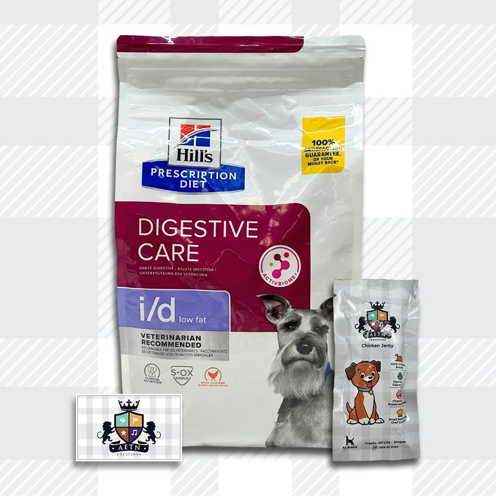 AETN Creations I/D Low Fat Digestive Care Diet Canine Chicken Flavour 1.5kg for Healthy Digestion and Weight Management with AETN Jerky Treat