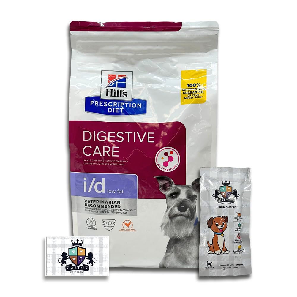 AETN Creations I/D Low Fat Digestive Care Diet Canine Chicken Flavour 1.5kg for Healthy Digestion and Weight Management with AETN Jerky Treat