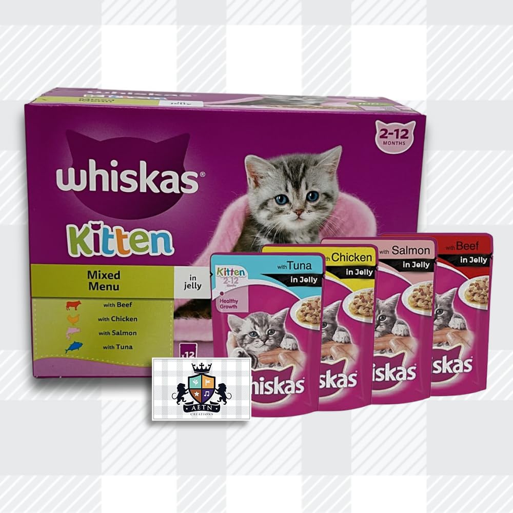 Two Packs Whiskas 2-12 Months Kitten Food Pouches Mixed Selection Jelly - 24x85g Pouches