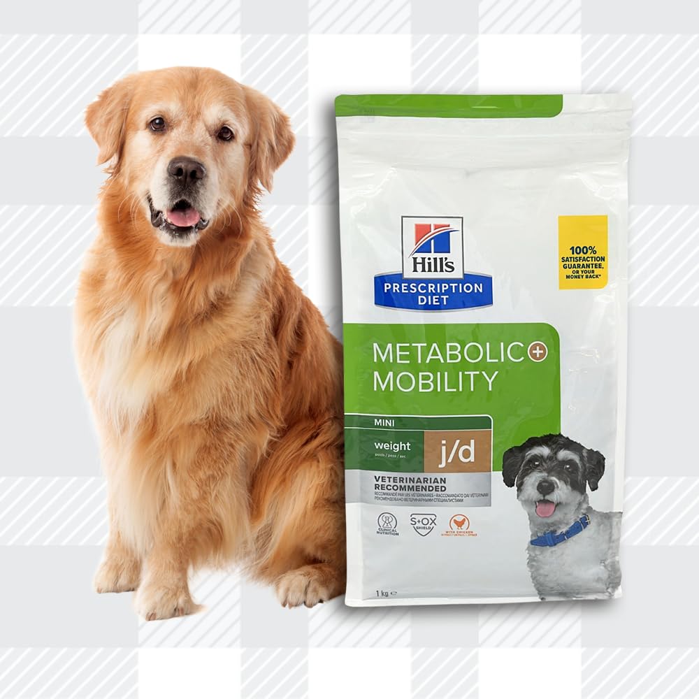 AETN Creations Dry Dog Food Diet Metabolic + Mobility j/d Mini 1kg Chicken Weight Management and Joint Health Support with AETN Chicken Jerky Treat