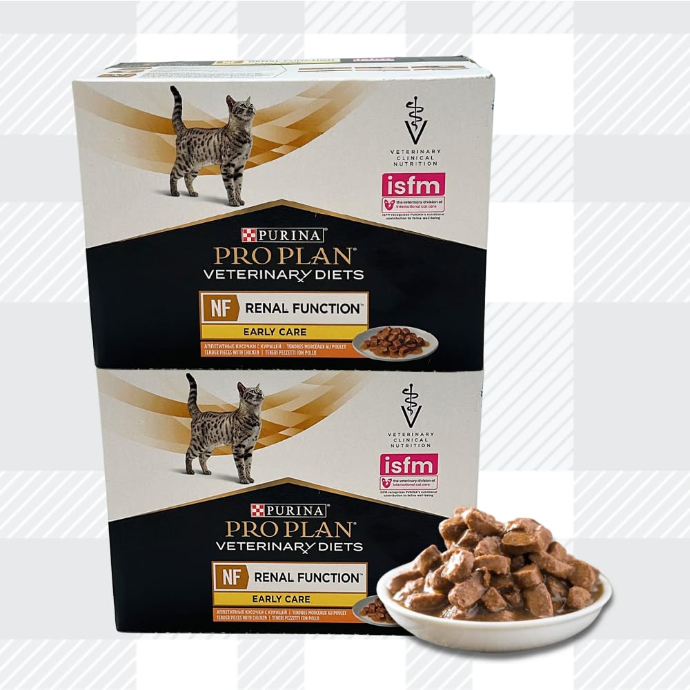 AETN Creations Pro Plan NF Renal Function Early Care Wet Cat Food 2x10x85g in Chicken plus AETN Cat Treat for Cats with Chronic Renal Insufficiency in the Early Stages
