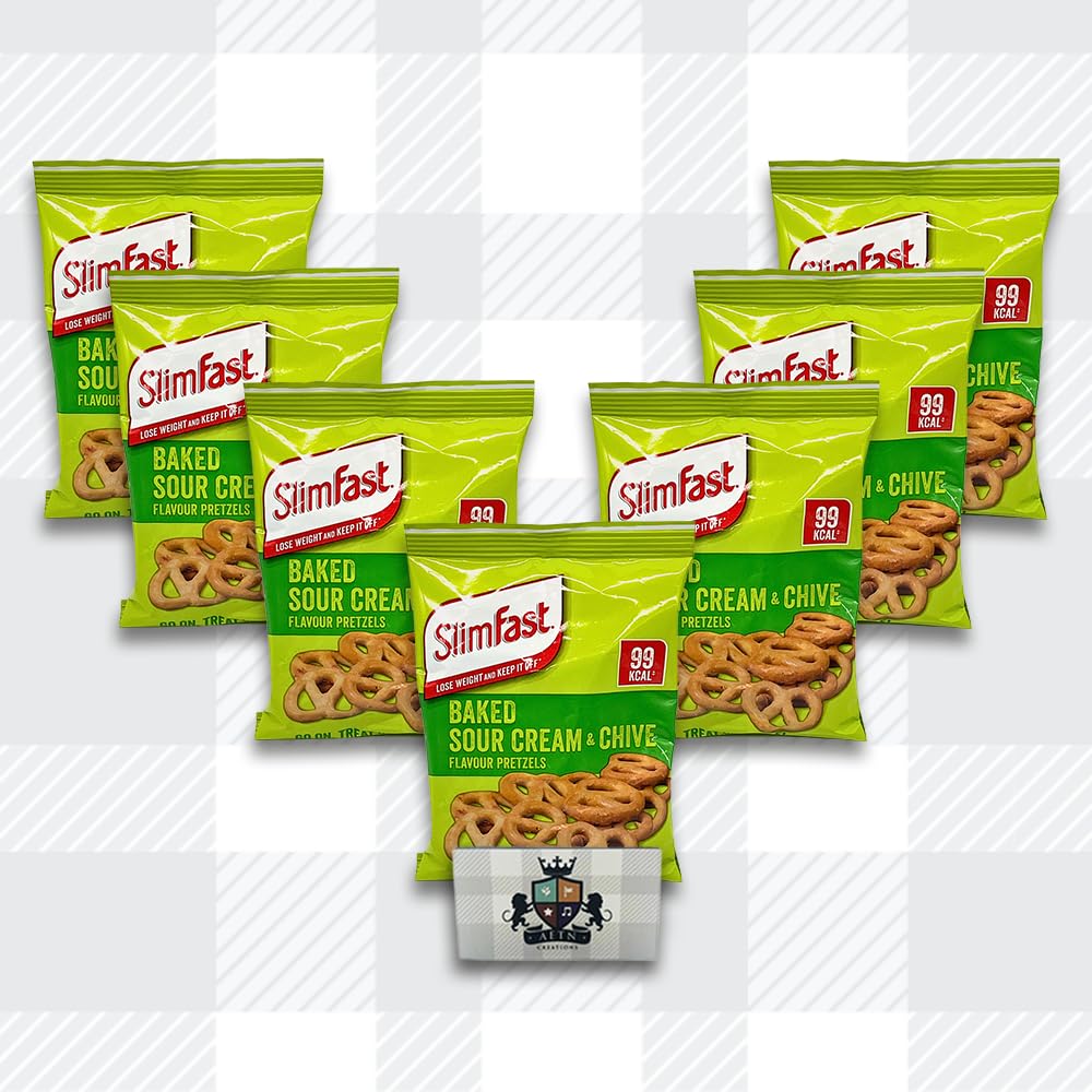 AETN Creations Slim Fast Crisps Bundle Pack of 14 with 7 Cheddar Bites, 7 Sour Cream and Chive plus AETN Magnet and Meal Planner, Nutritious Snacking