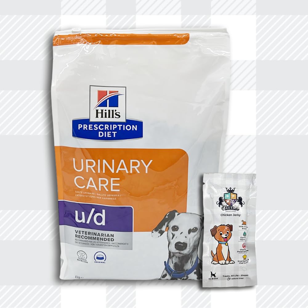 AETN Creations Diet U/D Urinary Care Dry Food for Adult Dogs Veterinary 4kg with AETN Jerky Dog Treat