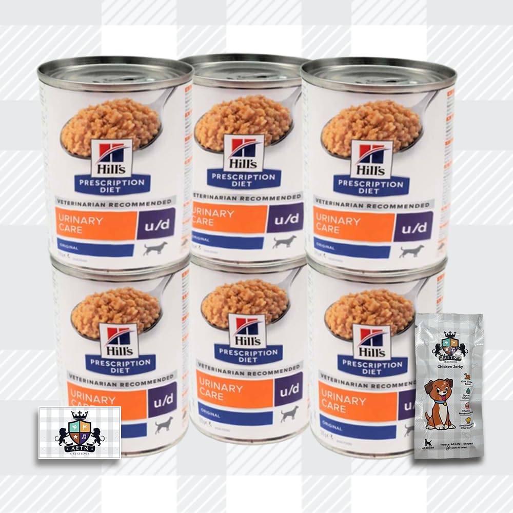 AETN Creations U/D Urinary Care Wet Dog Food Pack 6x370g promotes Canine Urinary Health Management and Support with AETN Chicken Jerky Treat