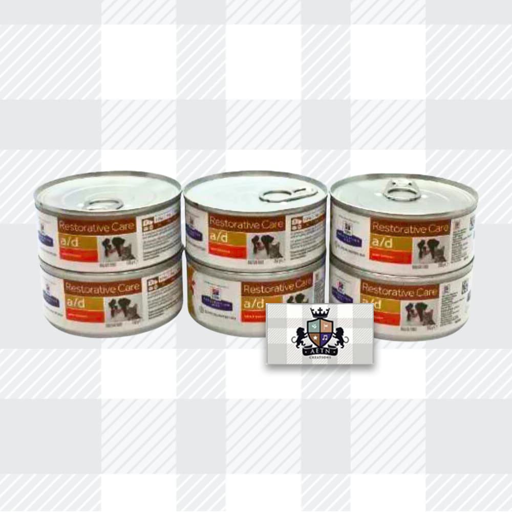 AETN Creations 6x156g Cans Adult Wet Diet Food Canine/Feline a/d Restorative Care In Chicken Flavour