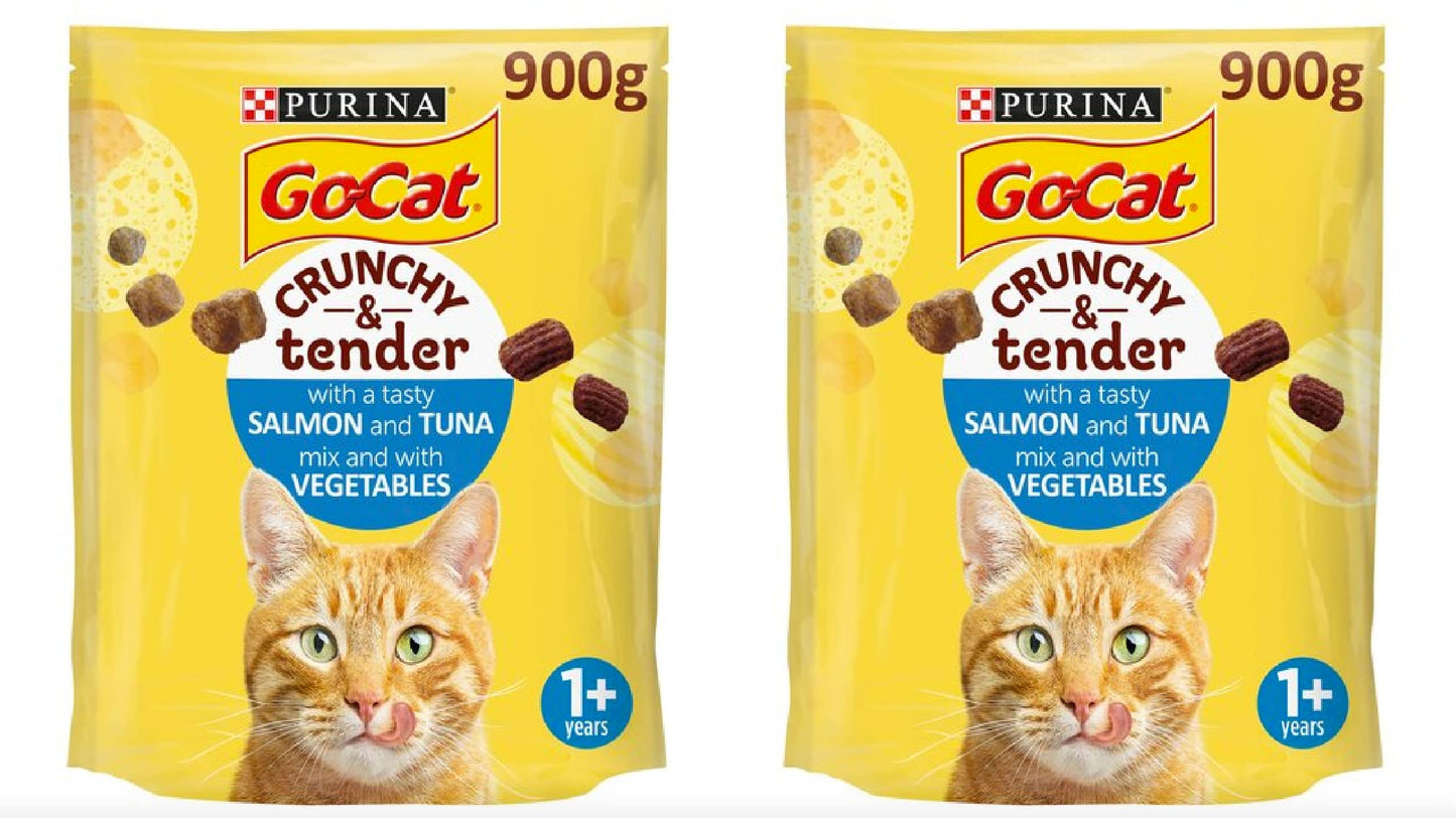 GabTon Rise Go-Cat Crunchy & Tender Salmon Tuna Vegetable 900G (Pack of 2)