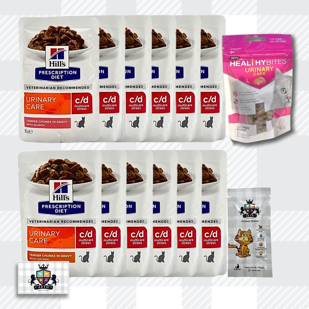 C/D Urinary Stress Wet Cat Mixed Pack Prescription Diet 12x85 Chicken/Salmon + Treat