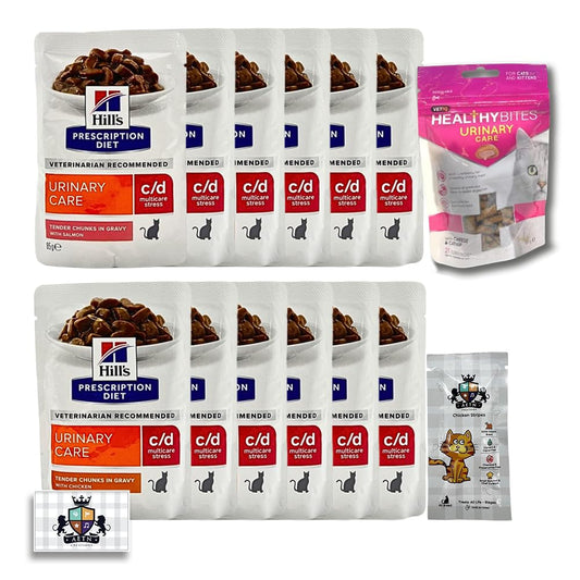 C/D Urinary Stress Wet Cat Mixed Pack Prescription Diet 12x85 Chicken/Salmon + Treat