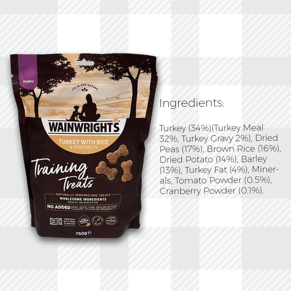 AETN Creations Puppy Training Dog Treats 750g in Turkey and Veg Hypo-Allergenic Snack for Puppies from Wainwrights with AETN Jerky Treat Nutritious and Delicious