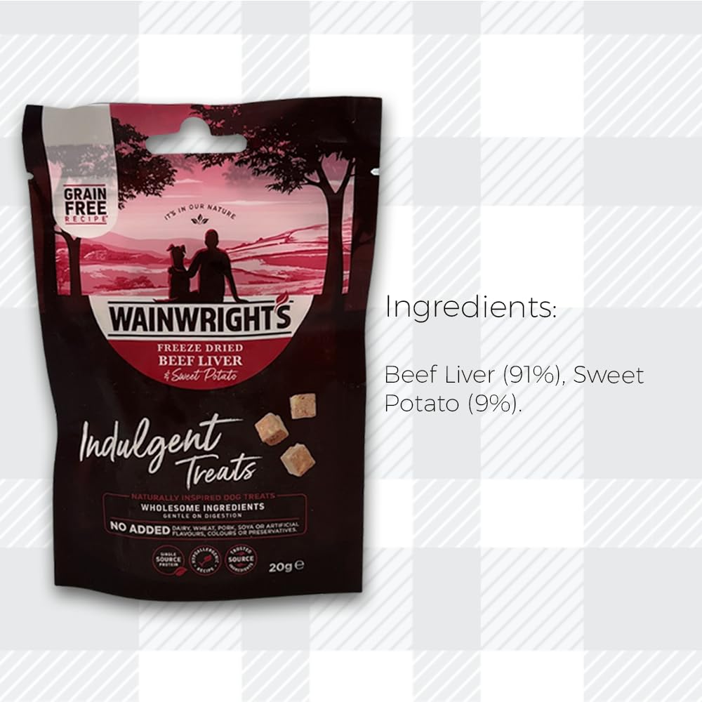 AETN Creations Dog Treat Bundle - Wainwright's Freeze Dried Beef Liver & Sweet Potato Adult 2x20g plus AETN Jerky Treat, Perfect Reward for Adult Dogs