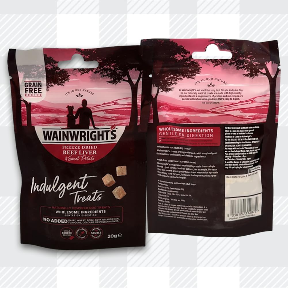 AETN Creations Dog Treat Bundle - Wainwright's Freeze Dried Beef Liver & Sweet Potato Adult 2x20g plus AETN Jerky Treat, Perfect Reward for Adult Dogs