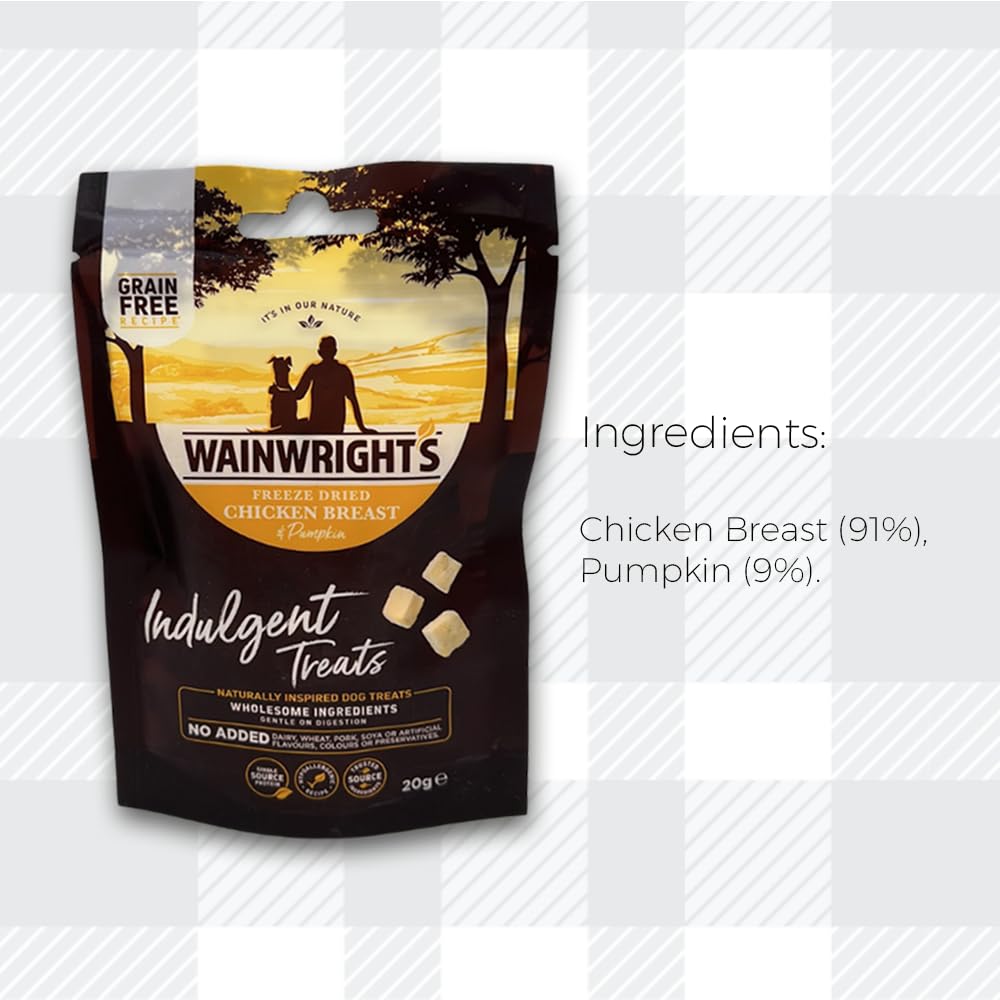 AETN Creations Dog Treat Bundle - Wainwright's Freeze Dried Chicken Breast & Pumpkin Adult 2x20g plus AETN Jerky Treat, Perfect Reward for Adult Dogs
