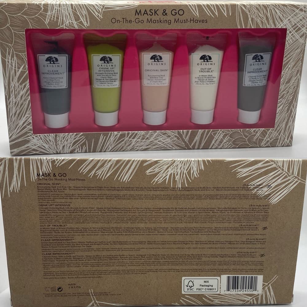 Origins Mask&Go – Luxurious Gift Set Five FaceCare Solutions On-the Go Promise To Cleanse, Exfoliate, Hydrate, Nourish, Calm, Brightening And Rescue All Skin Types