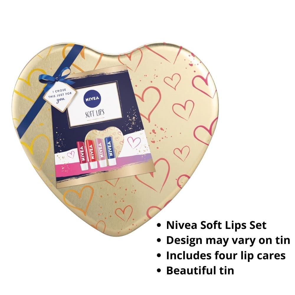 Soft Lip Balm In Heart Shape Box Giftset For 4 Balms For A Beautiful Indulge Colorful Lips That Offer Colour, Long-lasting Care And Moisturization For A Glossy Looking
