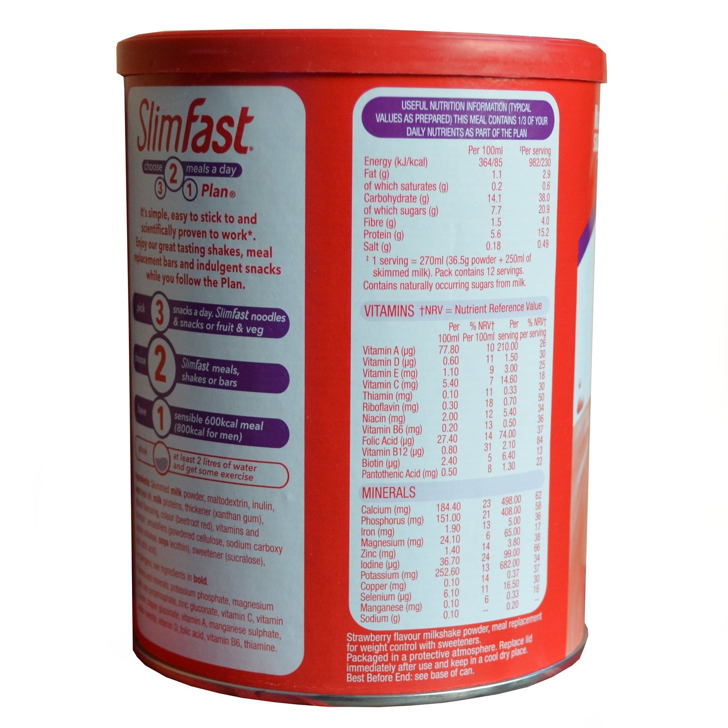 Slim-Fast Summer Strawberry Flavour Milkshake Powder 438g (Pack of 3)