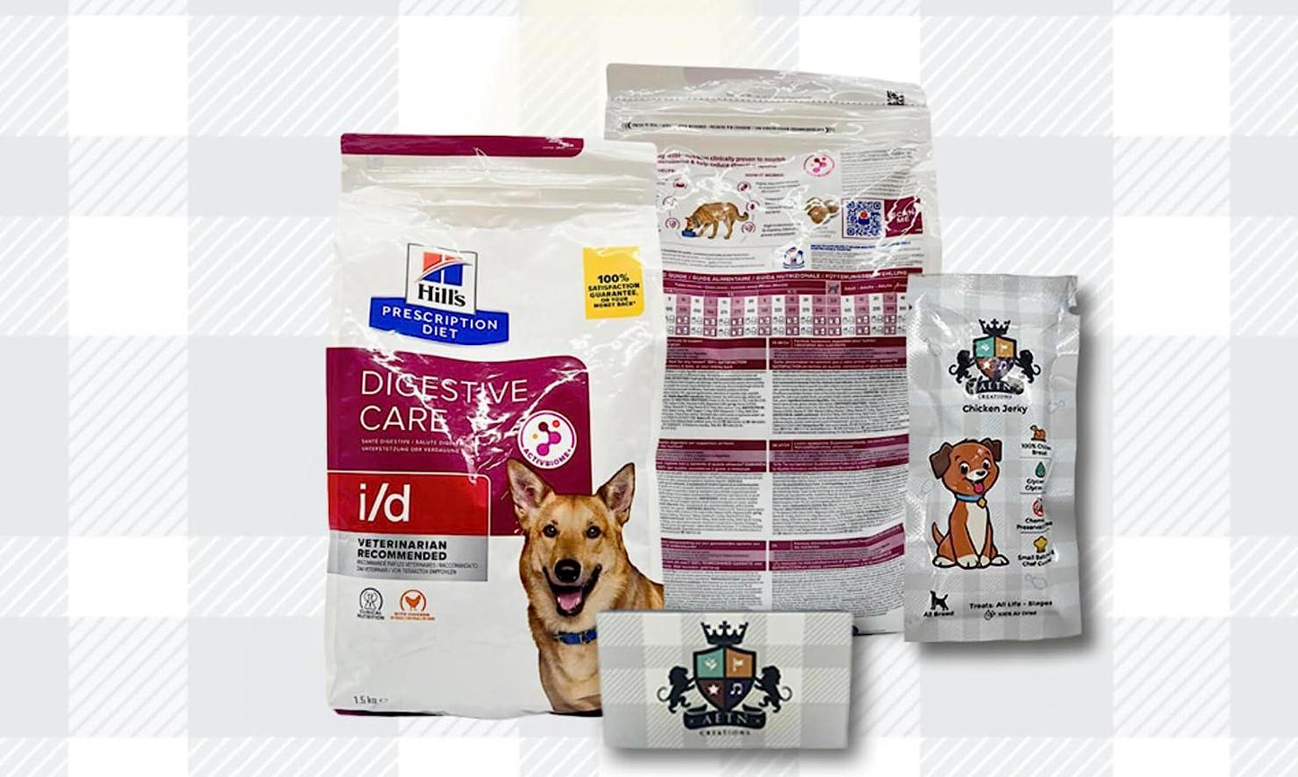 AETN Creations I/D Digestive Care Diet Canine Chicken Flavour 1.5kg, Highly-Digestible Complete Balanced Food For Adult Dogs And Jerky Treat