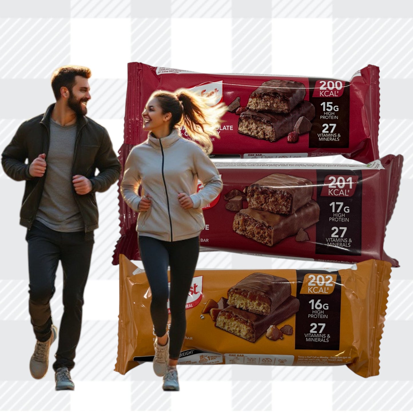 AETN Creations® Slim Fast Meal Replacement Bars - Salted Caramel, Chocolate Fudge & Dark Chocolate Cranberry Flavours, 12x60g, High Protein & Fibre, Low Calorie for Weight Loss with Meal Planner