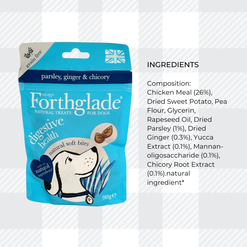 AETN Creations Forthglade Natural Dog Variety Treats - 3x90g Grain Free Soft Bites for Digestive Health, Joints, Training, with AETN Chicken Jerky Treat
