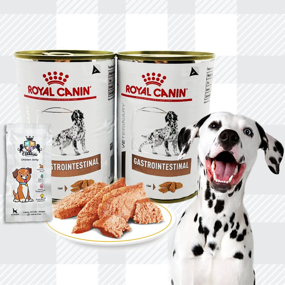 Pack of 2x400g Wet Gastrointestinal Veterinary Diet Dog Food for Adult Dogs + Jerky