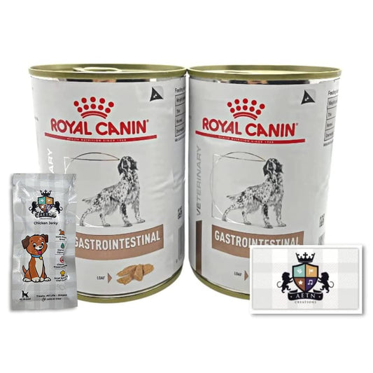 Pack of 2x400g Wet Gastrointestinal Veterinary Diet Dog Food for Adult Dogs + Jerky