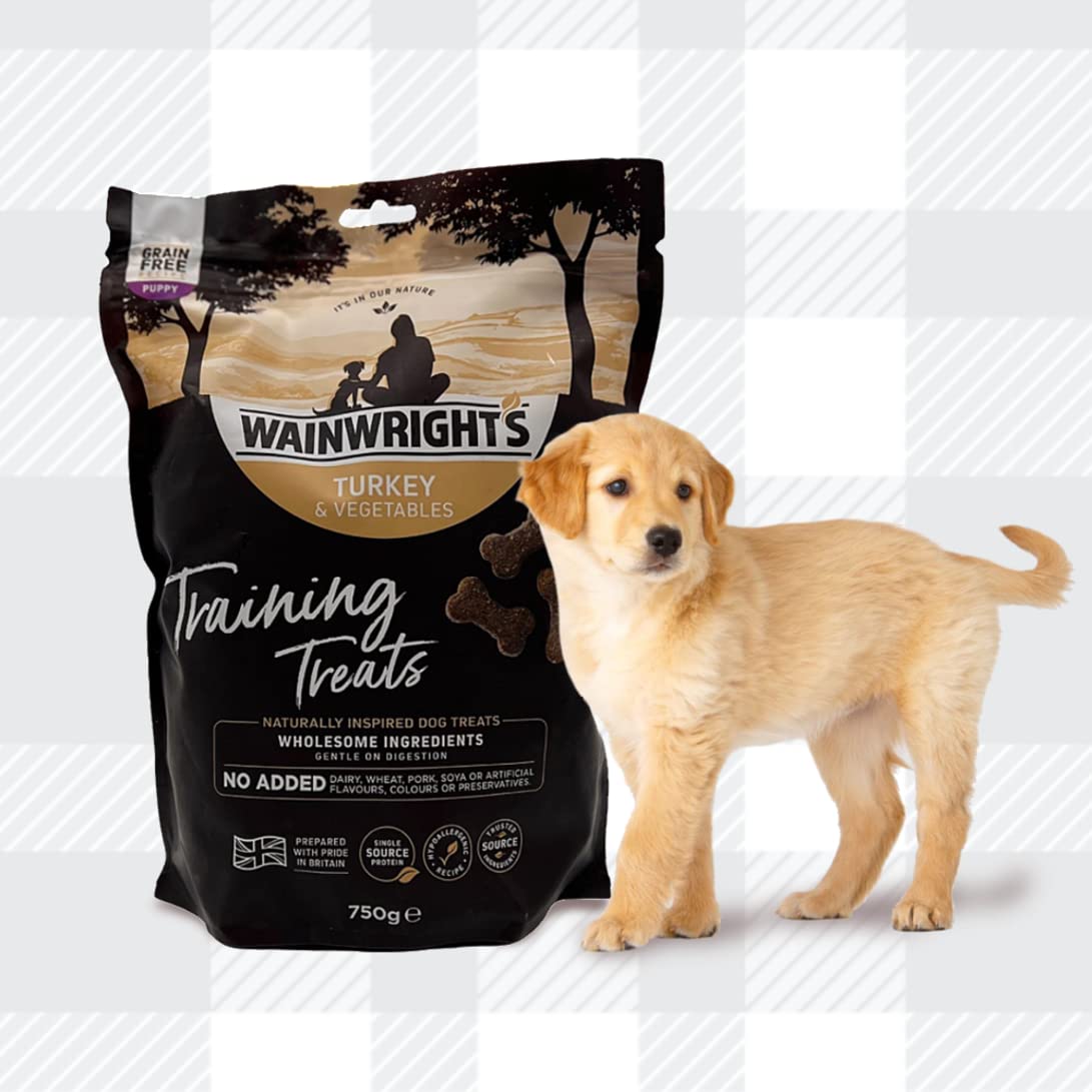 AETN Creations Grain Free Puppy Training Dog Treats 750g in Turkey and Veg Hypo-Allergenic Snack for Puppies from Wainwrights with AETN Jerky Treat