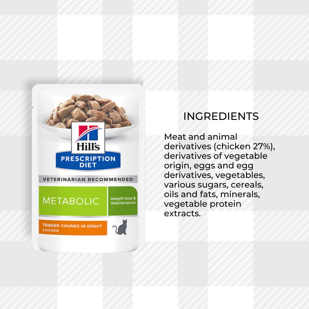 AETN Creations Metabolic Weight Management Bundle for Adults Cat 1.5kg Dry + 2x85g Hill's Wet Pouches Promotes Weight Management with AETN Cat Treat