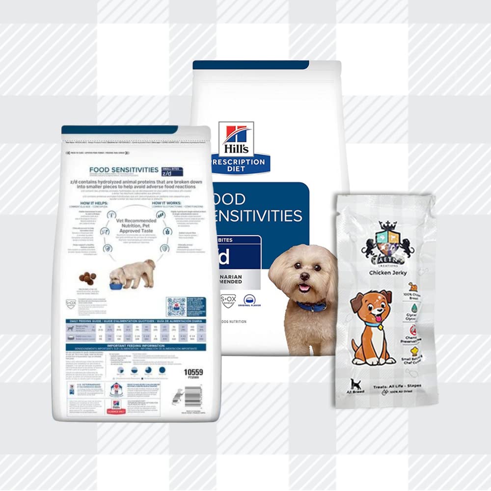 AETN Creations Hill's Perscription Diet Z/D Mini Dry Dog Food Sensitivities 1kg with AETN Jerky Treat