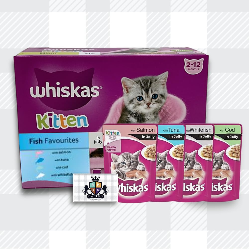 Two Packs Whiskas 2-12 Months Kitten Food Pouches Fish Selection in Jelly 12 x 85g