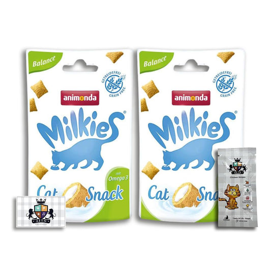 Milkies Balance Crunch Bag 2x30g Grain-free Adult Cat Snacks with Omega-3