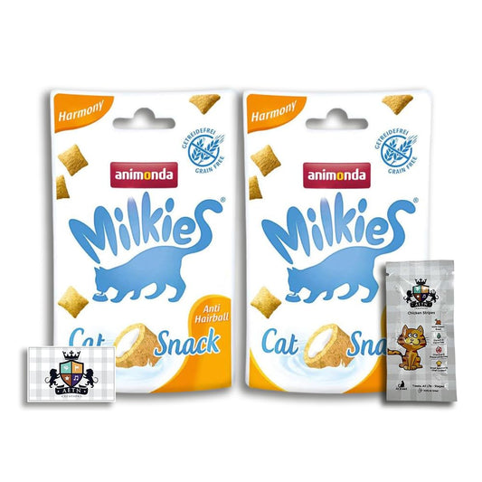 Milkies Harmony Anti Hairball Crunchy Treats 2x30g Grain-free for Adult Cat + Extra Treat